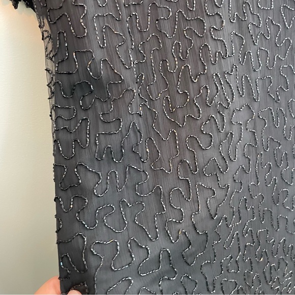 Vintage 80s LAURENCE KAZAR Beaded Silk Dress - Black, Size 1X - Picture 4 of 13
